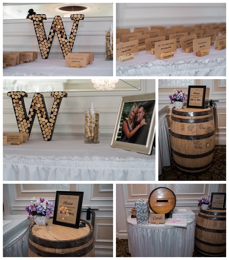 Wine themed reception decor